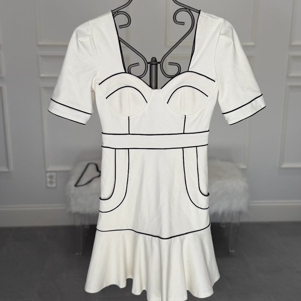 White and black mini dress Simona Maghen | Size 0